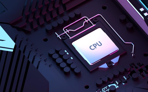 Concepto de CPU de procesadores de computadora central render 3d