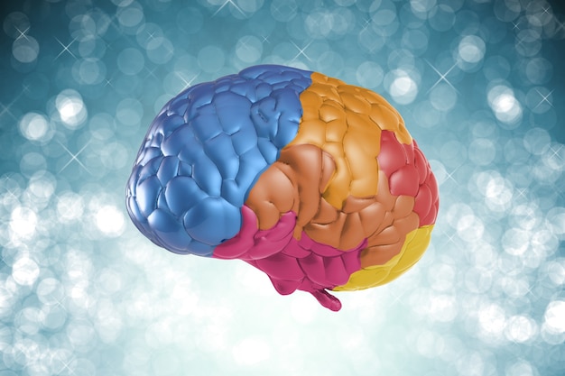 Concepto de creatividad con cerebro colorido de renderizado 3d