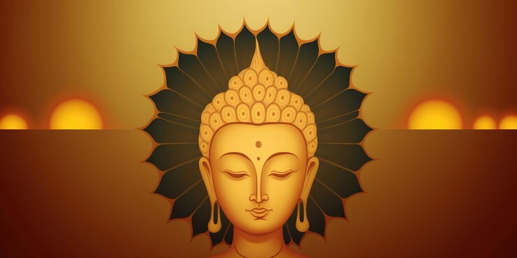 Concepto creativo del día de Vesak para la celebración de la pancarta de la tarjeta Fondo del día de Vesak con silueta de Buda