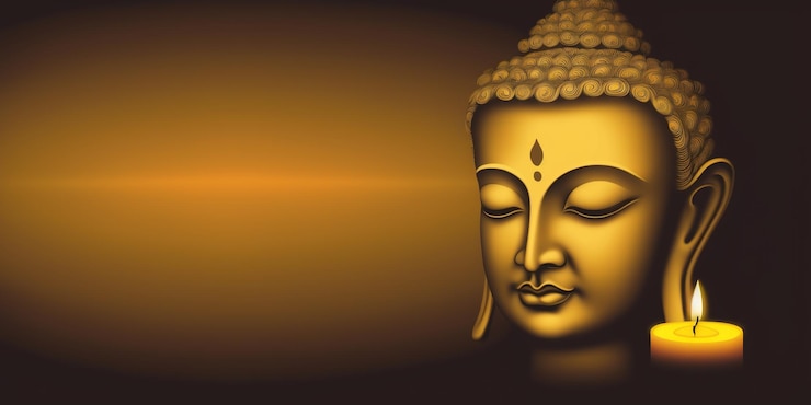 Concepto creativo del día de Vesak para la celebración de la pancarta de la tarjeta Fondo del día de Vesak con silueta de Buda