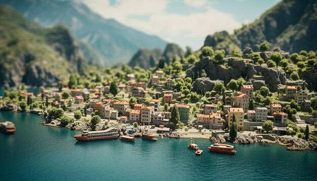 Foto concepto creativo de fotografía de montenegro en miniatura.