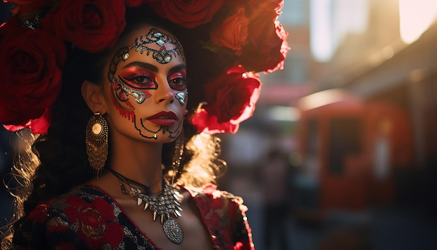 Concepto creativo de fotografía de retrato de celebración del dia de la raza