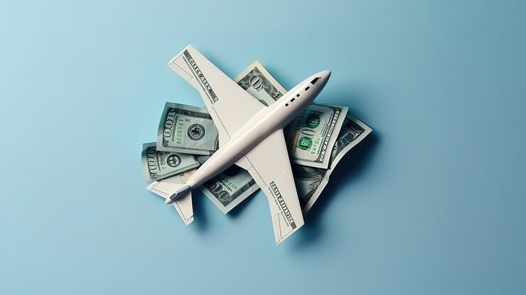 Concepto de crecimiento de dinero y dinero de vuelo de viaje Generativo Ai