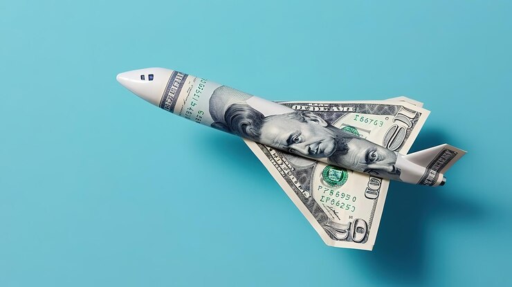 Concepto de crecimiento de dinero y dinero de vuelo de viaje Generativo Ai