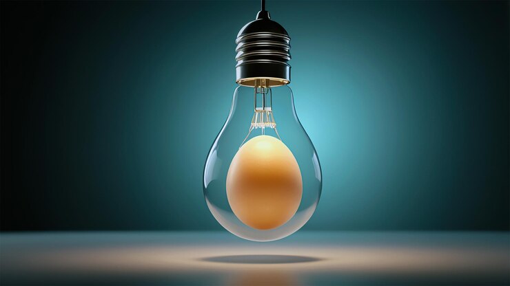 concepto de crecimiento e innovación con huevo y bulbo