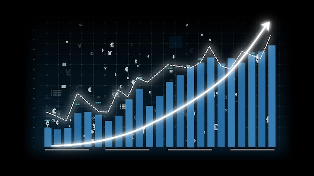 Concepto de crecimiento empresarial en un gráfico alusivo que muestra los beneficios de las ventas de marketing