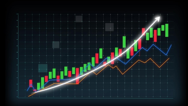 Concepto de crecimiento empresarial en un gráfico alusivo que muestra los beneficios de las ventas de marketing