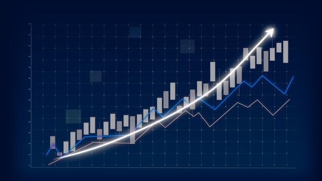 Concepto de crecimiento empresarial en un gráfico alusivo que muestra los beneficios de las ventas de marketing