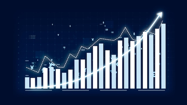 Concepto de crecimiento empresarial en un gráfico alusivo que muestra los beneficios de las ventas de marketing