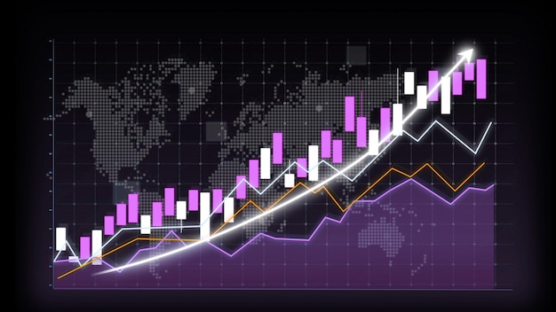 Concepto de crecimiento empresarial en un gráfico alusivo que muestra los beneficios de las ventas de marketing