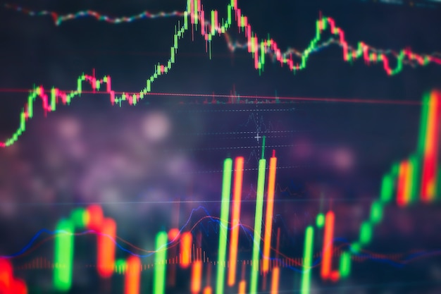 Concepto de crecimiento y éxito empresarial.Gráfico de gráfico de negocio de mercado de valores en pantalla digital.Mercado de divisas, mercado de oro y mercado de petróleo crudo