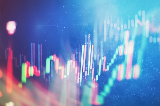 Concepto de crecimiento y éxito empresarial. Gráfico de gráfico de negocio del mercado de valores en pantalla digital. Mercado de divisas, mercado del oro y mercado del petróleo crudo.