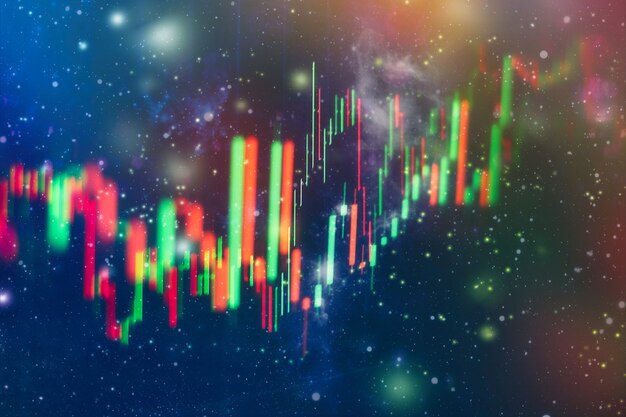 Concepto de crecimiento y éxito empresarial. Gráfico de gráfico de negocio del mercado de valores en pantalla digital. Mercado de divisas, mercado del oro y mercado del petróleo crudo.