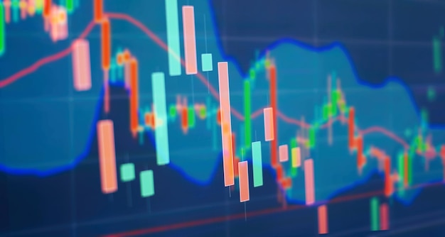 Concepto de crecimiento y éxito empresarial Gráfico de gráfico de negocios del mercado de valores en pantalla digital Mercado de divisas Mercado de oro y mercado de petróleo crudo