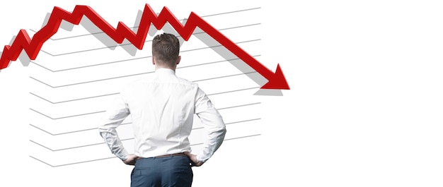 Concepto de crisis económica. Repartidos en el mundo, la economía está cayendo. Ilustración 3d