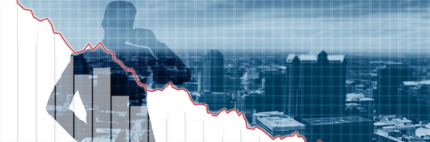 Concepto de crisis económica. Repartidos en el mundo, la economía está cayendo. Ilustración 3d