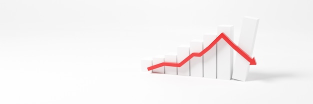 Concepto de crisis económica. Repartidos en el mundo, la economía está cayendo. Ilustración 3d