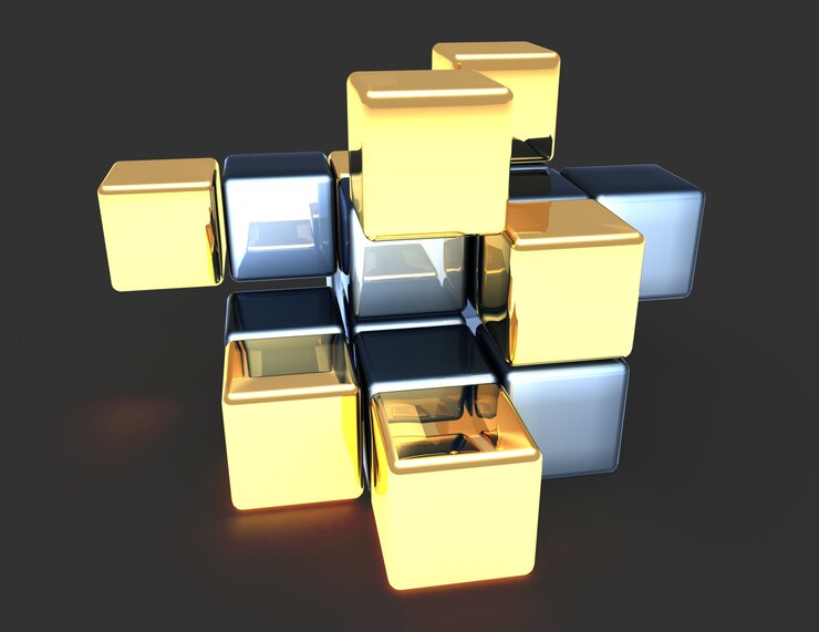 Foto concepto de cubo de construcción. 3d rindió la ilustración
