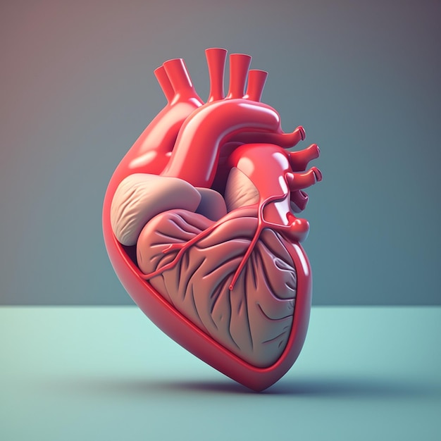 Concepto de cuidado del corazón Ilustración estilizada abstracta Anatomía y fisiología cardíaca Órgano artificial Día mundial del corazón Generado por IA
