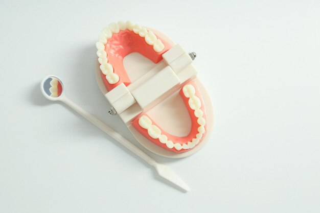 Concepto de cuidado dental vista superior del cuidado de los dientes