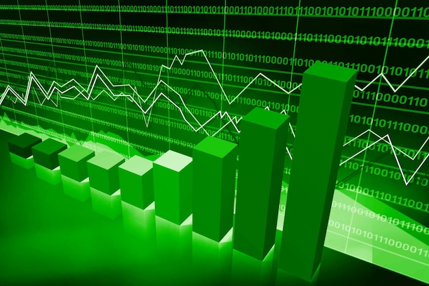 Concepto de datos financieros de gráfico de barras de crecimiento