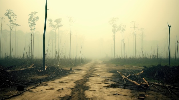 Concepto de deforestación problema de conservación de árboles Los incendios en la naturaleza son un signo del calentamiento global