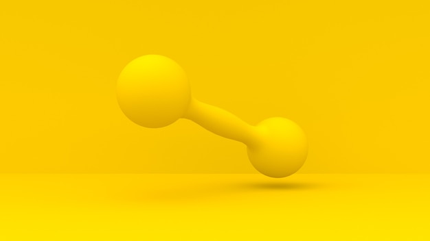 Concepto de deportes kettlebell amarillo sobre un amarillo