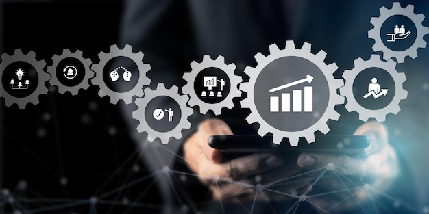 Concepto de desarrollo personal empresarial Mejorar y desarrollar el rendimiento de las competencias Mejoramiento y desarrollo personal Formación de tormenta de ideas Apoyo y mejora del mentor Formación del personal