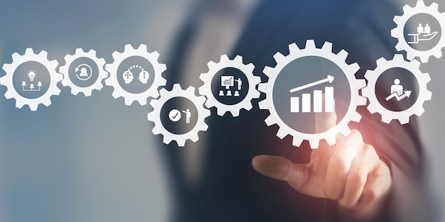 Concepto de desarrollo personal empresarial Mejorar y desarrollar el rendimiento de las competencias Mejoramiento y desarrollo personal Formación de tormenta de ideas Apoyo y mejora del mentor Formación del personal