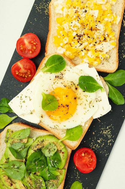 Concepto de desayuno sabroso con vista superior de comida deliciosa