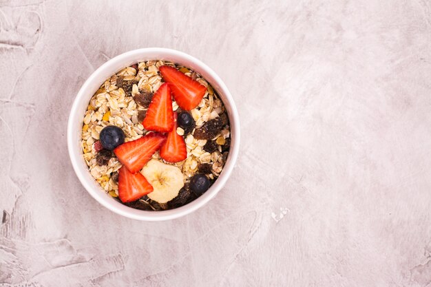 Concepto de desayuno sano y delicioso