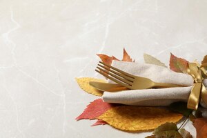 Foto concepto de día de acción de gracias mesa de otoño espacio para texto