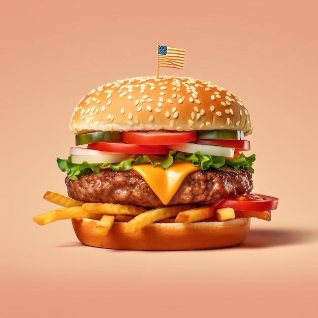 Concepto del día de la independencia con hamburguesa Generative Ai