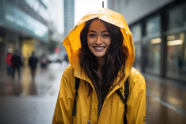 Foto concepto de día lluvioso de invierno de mujer joven asiática