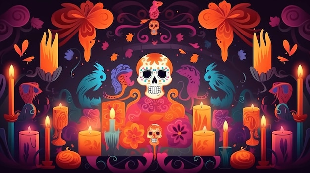 Concepto del día de los muertos del cráneo