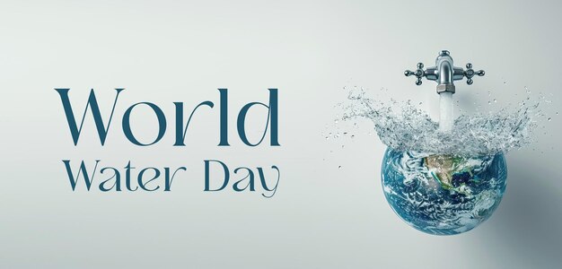 Concepto del Día Mundial del Agua con la Tierra y el Gato