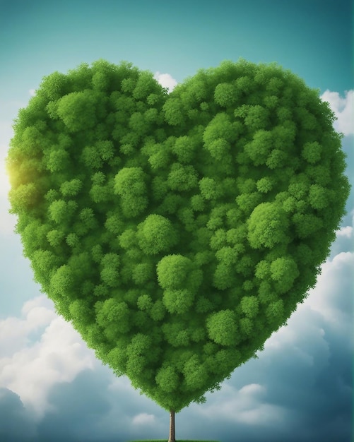 Concepto del Día Mundial del Medio Ambiente Tierra en forma de corazón sobre hierba verde generada por IA