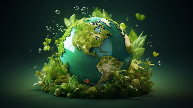 El concepto de Día Mundial del Medio Ambiente y de la Tierra con la naturaleza del globo y el medio ambiente ecológico