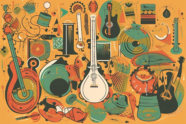 Concepto del Día Mundial de la Música Ilustración de plantilla de tarjeta de cartel de fiesta de concierto