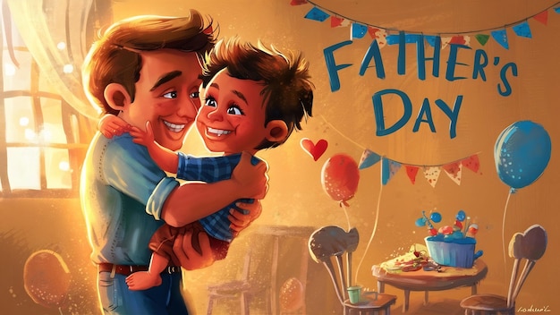 El concepto del día del padre con un abrazo