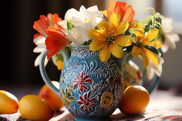 Concepto de día de Pascua en la sala de estar con dulces de conejo o huevos decorativos de colores Celebración de Pascua