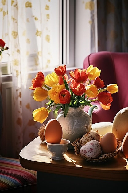 Concepto del día de Pascua en la sala de estar