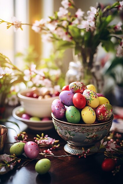 Concepto del día de Pascua en la sala de estar