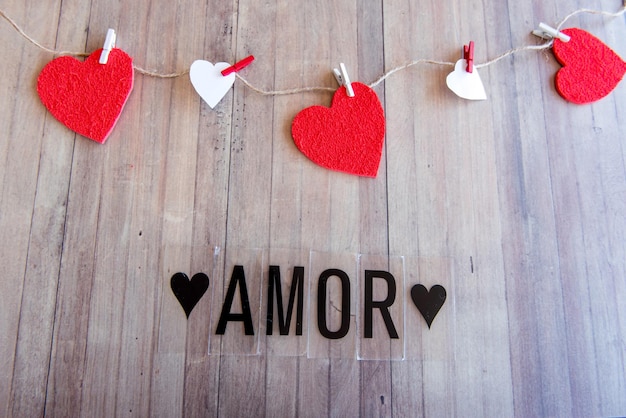 Concepto de día de san valentín amor escrito en portugués amor