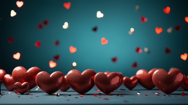 El concepto del día de San Valentín corazón rojo fondo verde ideas mínimas de valentín o cumpleaños