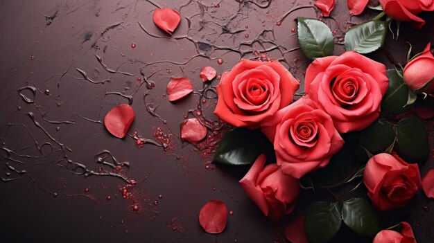 Concepto del día de San Valentín con flores de rosa