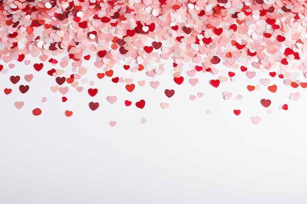 Concepto del día de San ValentínFondo blanco con espacio para el texto y corazones rojos