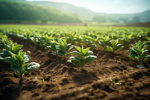 concepto del día de la tierra del campo vegetal del café cultivado