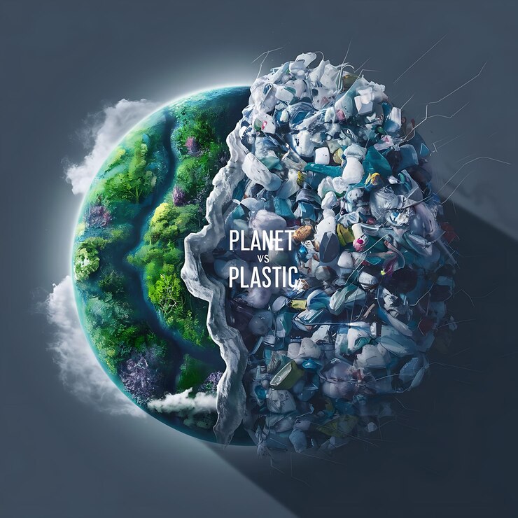 El concepto de día de la Tierra del globo verde Planeta contra Plásticos Día de la Tierra 2024