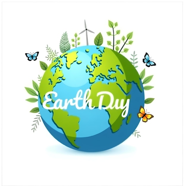 El concepto del Día de la Tierra sobre un fondo blanco Día Mundial del Medio Ambiente